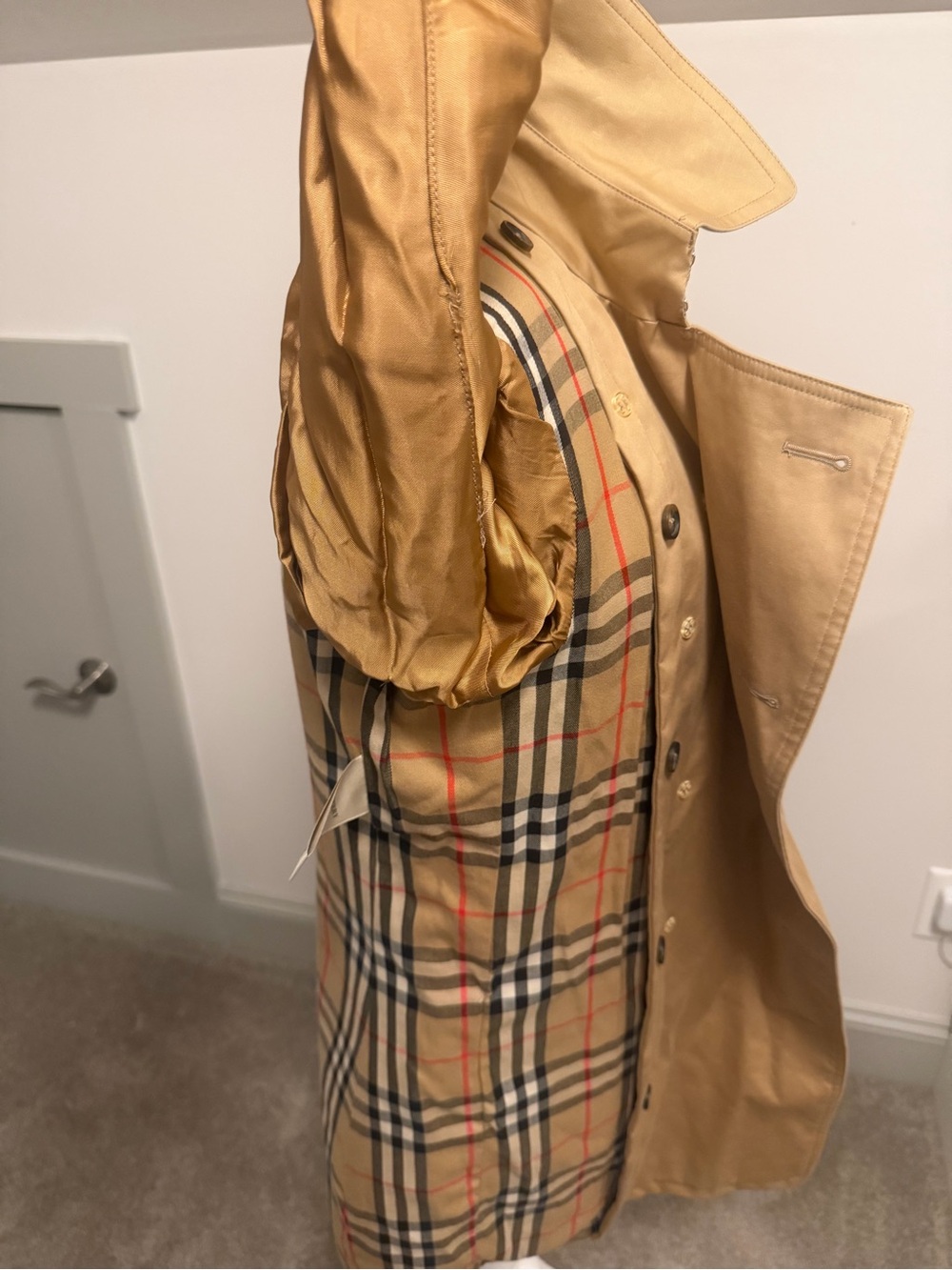Burberry London Kensington Honey Beige Trench Coat Detachable Wool Liner Fit S/2 - Picture 15 of 16